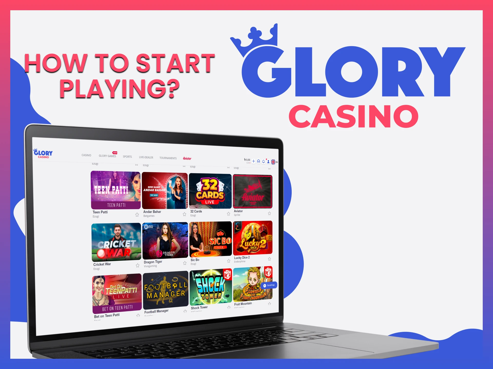 To start the game simply create an account on the Glory Casino.