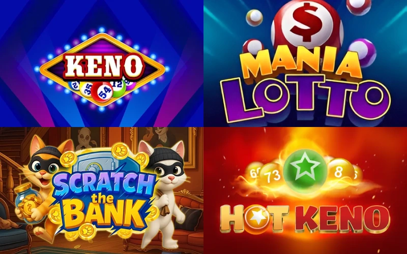 Test your luck with different lottery games at Glory Casino.
